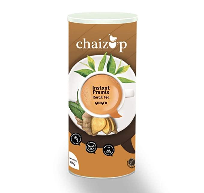Chaizup Premium 1 Min Instant Ginger Tea Premix - 1kg Can | Ginger Flavours | Approx. 72 Servings | 1kg
